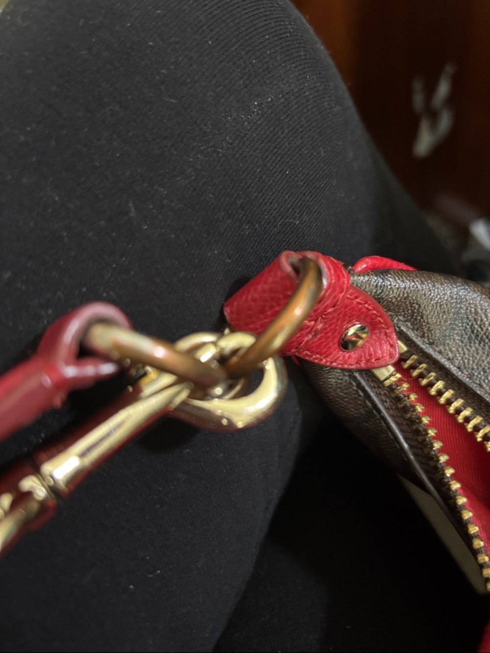 Coach Brown Signature Hobo with Red Trim and Gold Hardware - Picture 5 of 5